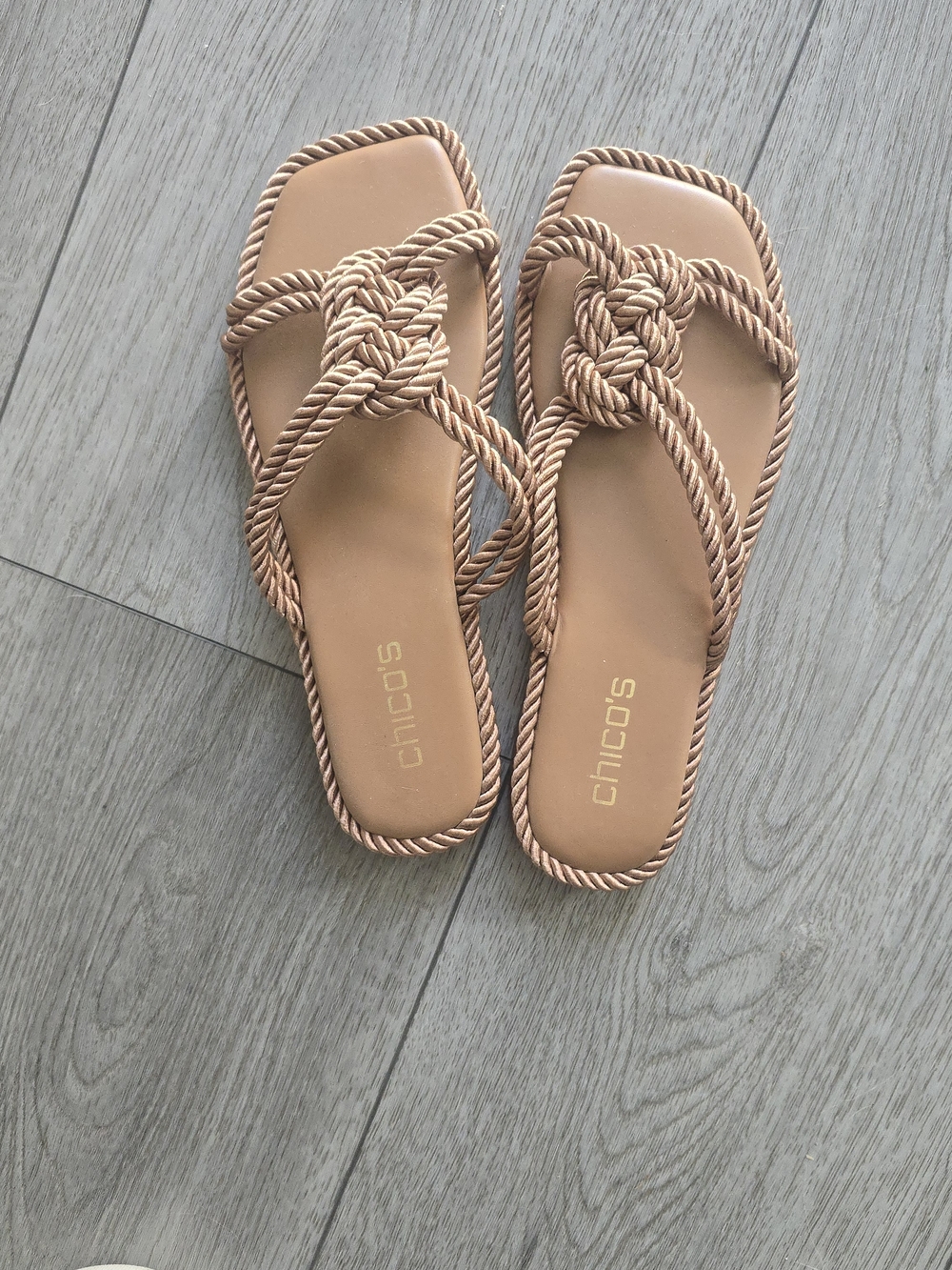 Chico's Tan Rope Knot Slide Sandals